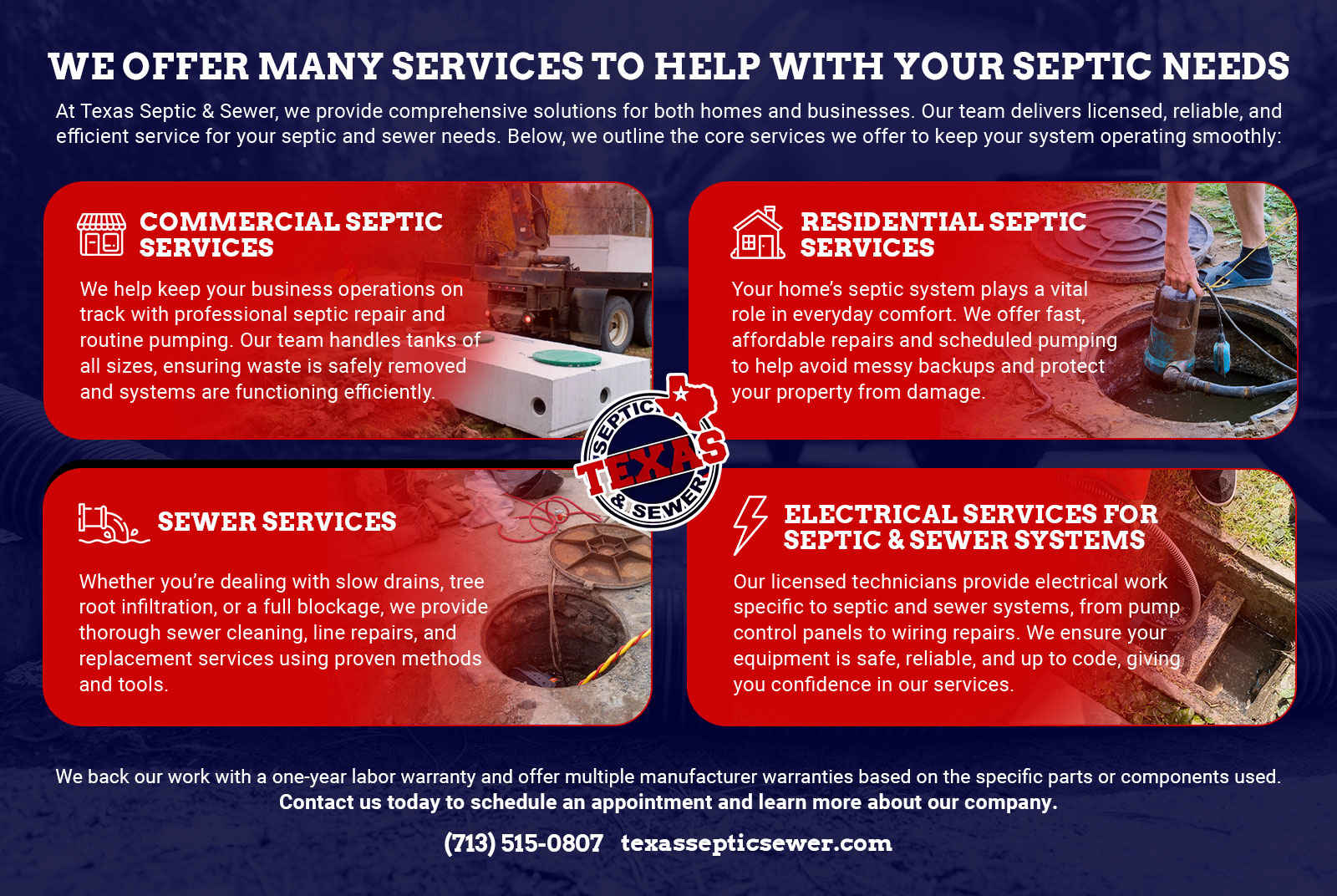 Take a look at our range of septic and sewer services.